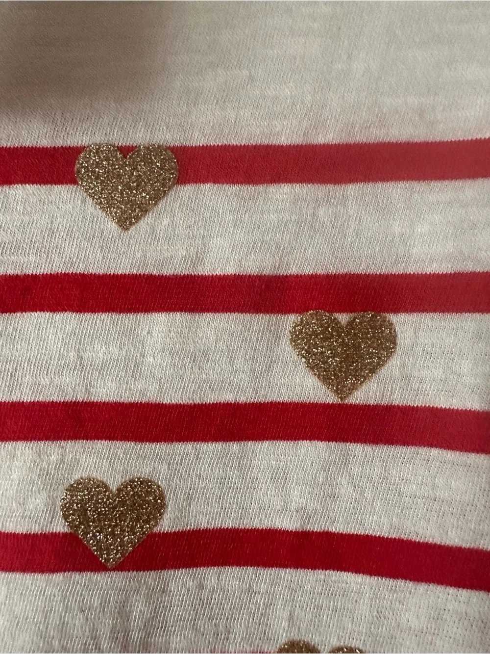 GapKids Girls Red & White Long-Sleeve Shirt with Gold Glitter Hearts Size M(8)